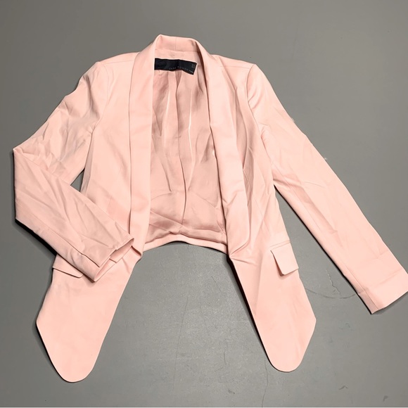 Zara Pink XS high-low hem open front blazer - Picture 3 of 6